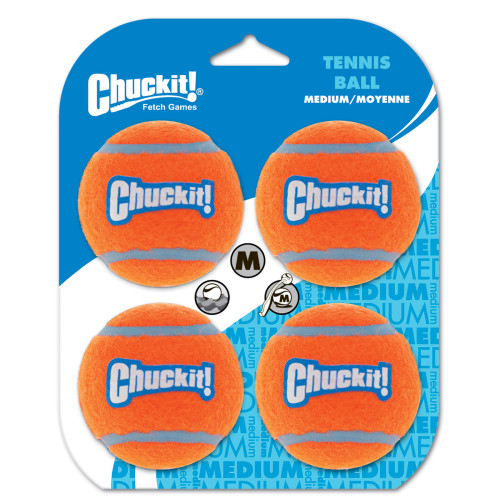Chuck It Medium Tennis Ball 4 Pk 6.5cm